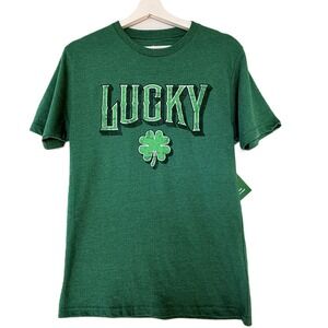 St Patricks Day Green Lucky Clover Lead T Shirt Size Small Unisex Irish Graphic